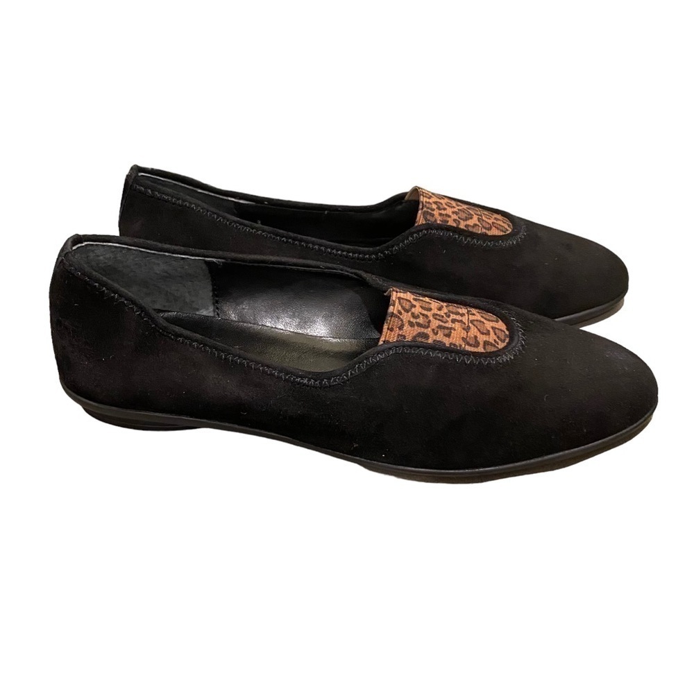 NEW Donald Pliner Malti Loafers Black Suede Leopard Print Women's Size 5 Shoes M